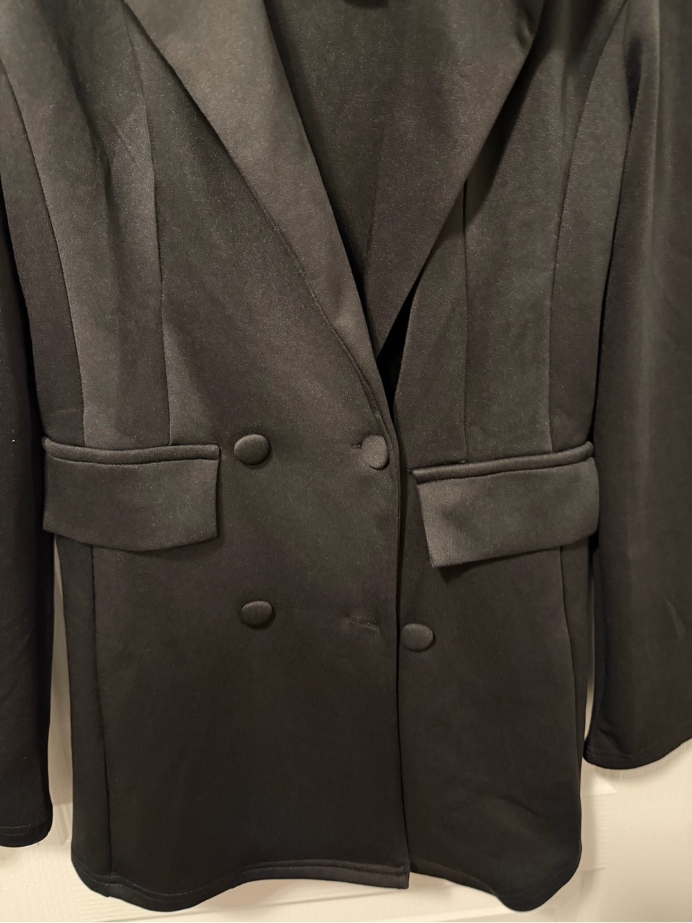 Tailored Double-Breasted Black Blazer Dress - Picture 5 of 6